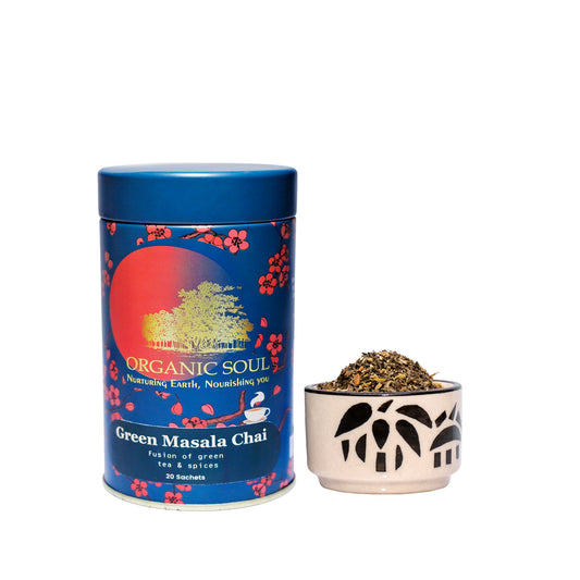 Organic Soul - Organic Green Masala Chai, 20 Tea Bags | Green Spice Tea | Masala Spice Green Tea Chai