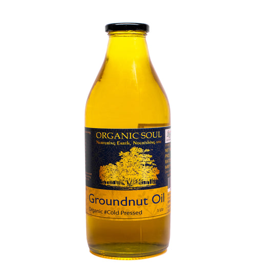 Organic Soul - Organic Cold Pressed Groundnut Oil, (1 l) | Cholesterol-Free, Heart-Healthy Cooking Oil