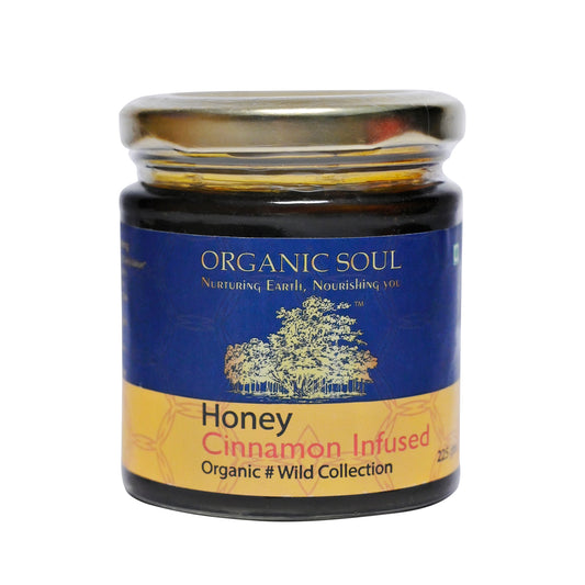 Organic Soul - Cinnamon Infused Wild Forest Honey (225 gm)/100% Pure/Organic