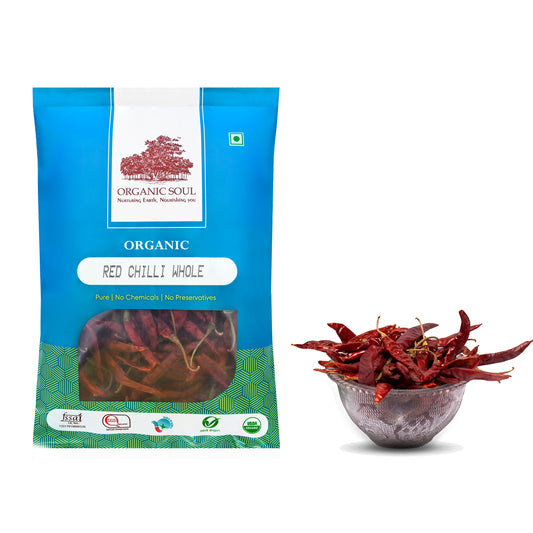Organic Soul - Organic Whole Red Chili (Sabut Tikha Lal Mirch), (100 gm)   | Guntur/Byadgi Varieties