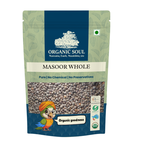 Organic Soul – Masoor Whole (Green/Brown Lentils, 900 gm)