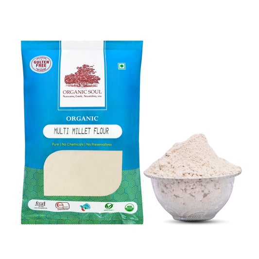 Organic Soul - Organic Multi Millet Flour, 450g| Bajra, Ragi, Jowar, Amaranth, Barnyard, Foxtail, Barley (Millet Mix Atta)