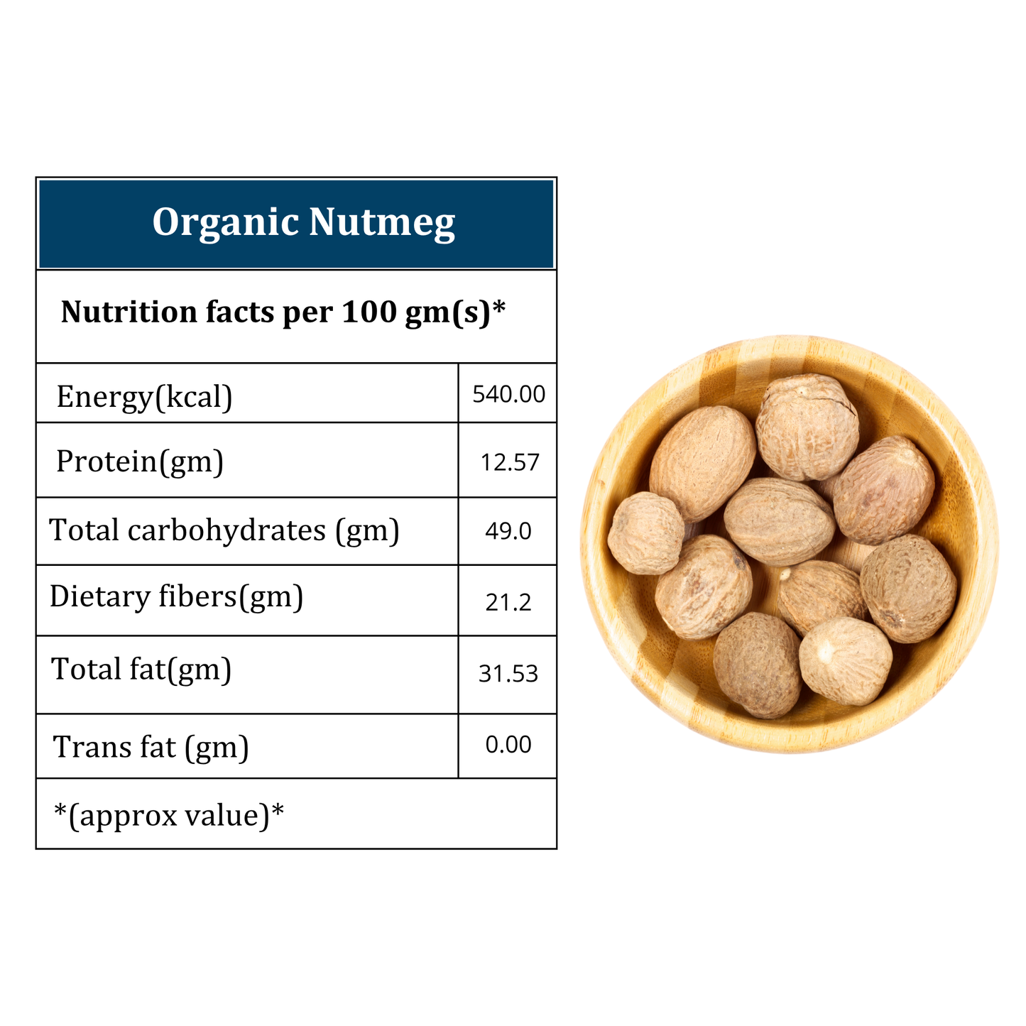 Organic Soul - Organic Nutmeg (Jaiphal), (100 gm)