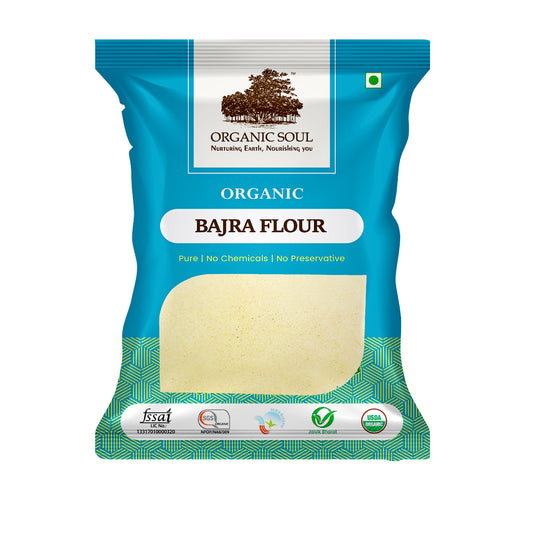 ORGANIC SOUL - Organic Bajra Flour(Pearl Millet) Gluten-Free Flour/Atta, (450 gm or 900 gm) | Rich in Magnesium, Iron, Calcium, and Fiber