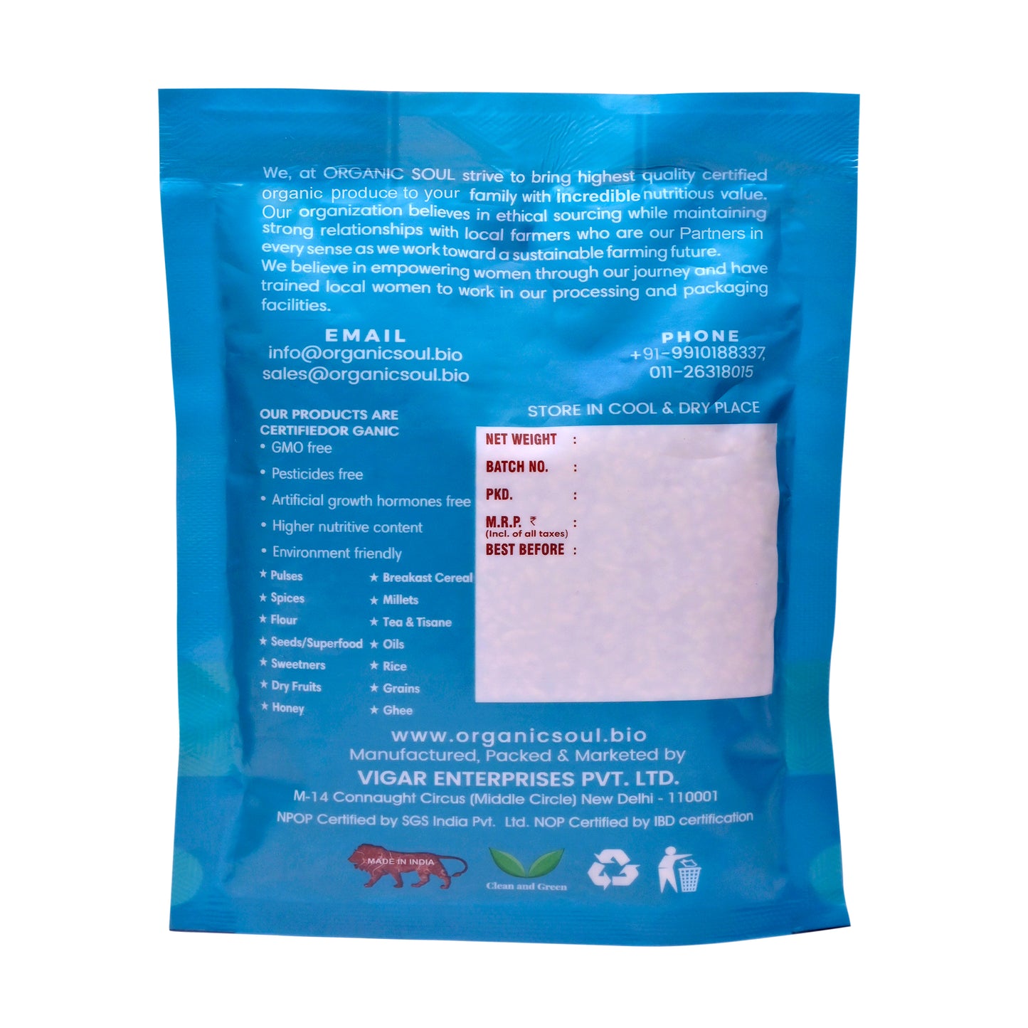 Organic Soul - Organic Proso Millet Flour, (450 gm or 900 gm) | Unpolished Millet Flour