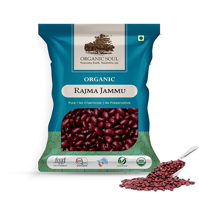 Organic Soul - Organic Rajma Jammu Whole (Kidney Beans), (450 gm or 900 gm)| Gluten-Free, Unpolished