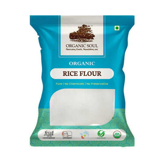 Organic Soul - Organic Rice Flour, (450 gm or 900 gm) | Chawal Atta, Vegan and Gluten-Free | No Additives, No Preservatives