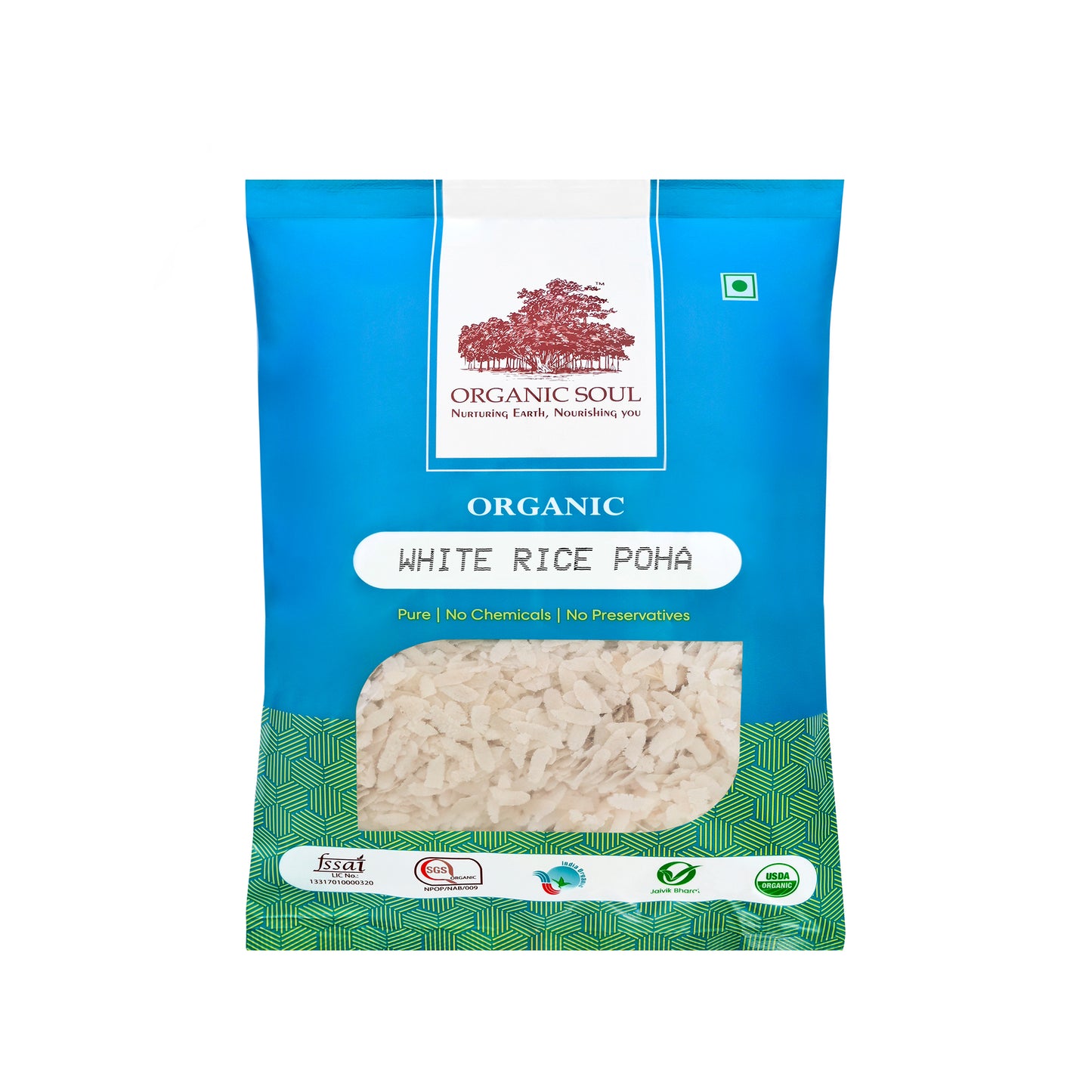 Organic Soul - White Rice Poha Organic, (450 Gm Or 900 Gm) | Chidwa Flakes, Atukulu, Avalakki | Flattened White Rice, 100% Organic