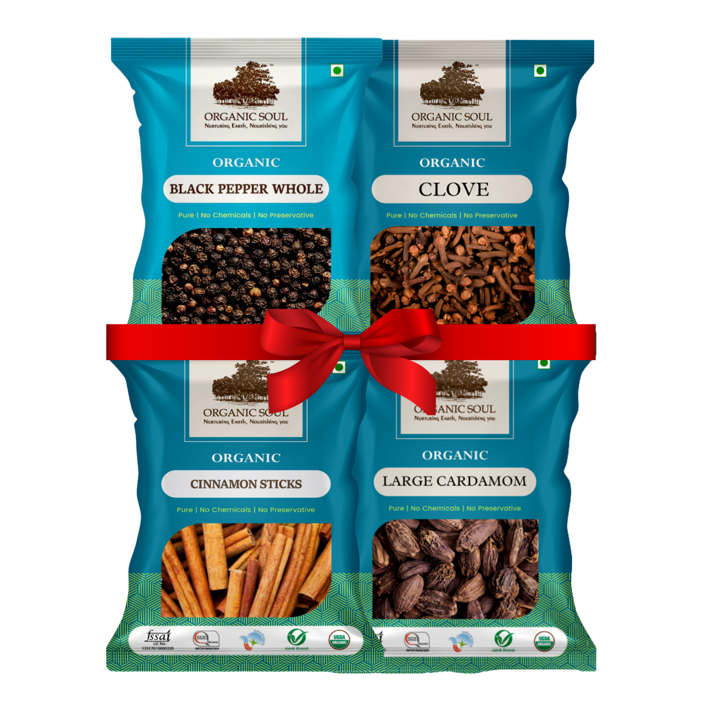 Whole Spices Pack – Black Pepper, Cloves, Cinnamon & Cardamom