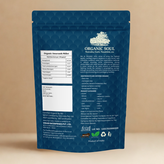 Organic Soul Amaranth Whole – 900gm | 100% Certified Organic | Unpolished | Non-GMO