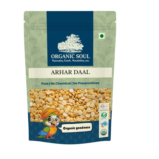 Organic Soul, Toor Dal, Arahar Dal Whole (450gm or 900 gm) Rich in Protein 100% Organic