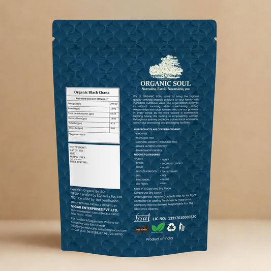 Organic Soul Black Chana – 900gm | 100% Certified Organic | Non-GMO | Unpolished