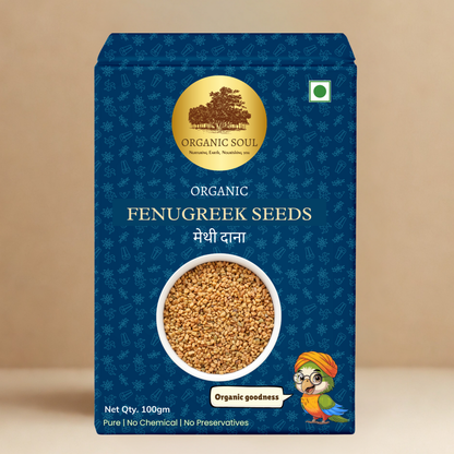 Organic Soul - Organic Whole Methi Dana (Fenugreek Seeds), (100 gm)