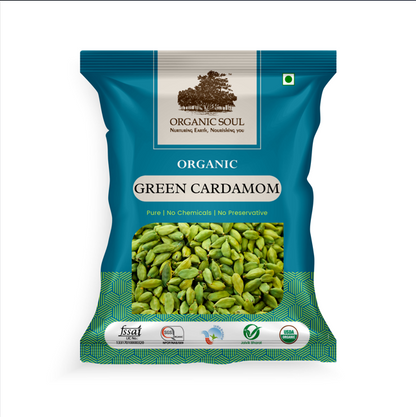 Organic Soul - Organic Whole Green Cardamom (Hari Elaichi/Ilaichi), (50 gm) | No Artificial Colors or Preservatives