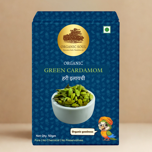 Organic Soul - Organic Whole Green Cardamom (Hari Elaichi/Ilaichi), (50 gm) | No Artificial Colors or Preservatives
