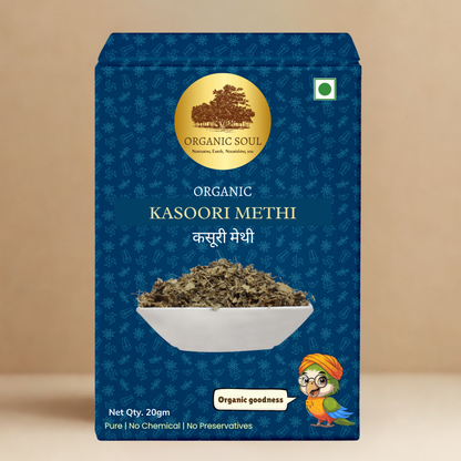 Organic Kasoori Methi Leaves 20gm | Fenugreek dry Leaves | Dried Fenugreek 100% Organic | NPOP Certified