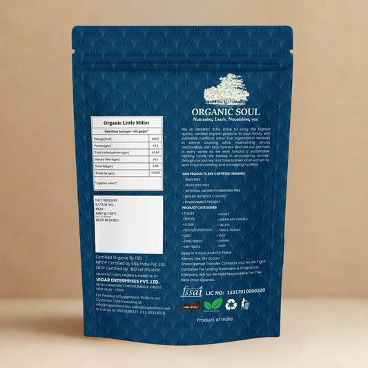 Organic Soul Little Millet – 900gm | 100% Certified Organic | Unpolished | Non-GMO