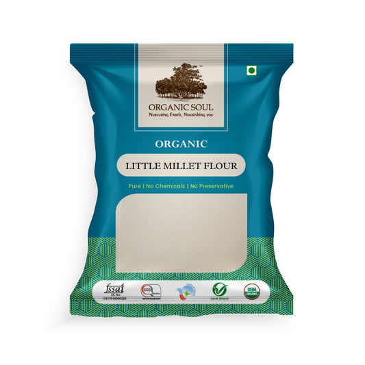 Organic Soul - Organic Little Millet Flour, (450 Gm Or 900 Gm) | Samai Arisi Atta | Certified Organics, High Fibre, Nutrient Rich & Chemical Free Traditional Millet