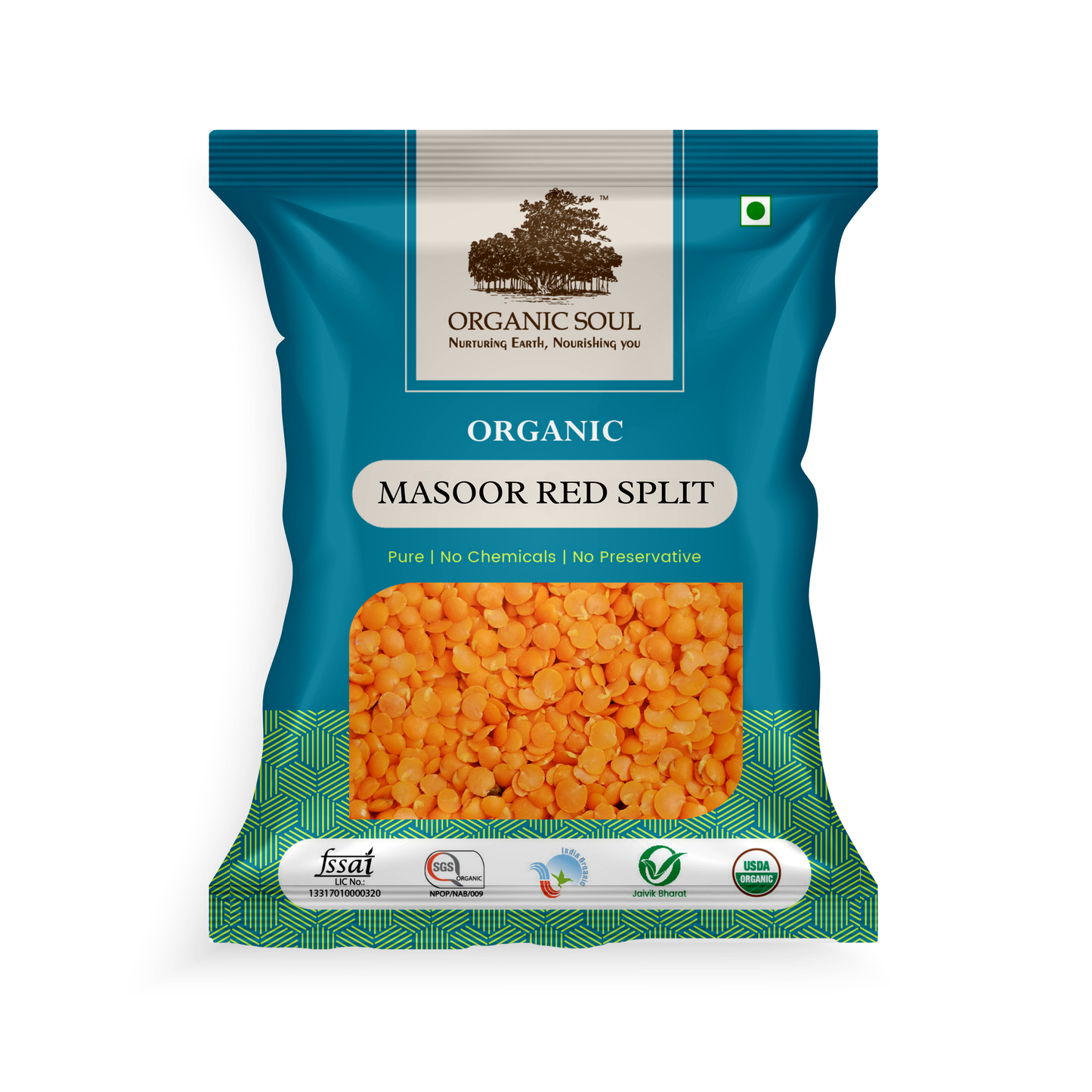 Organic Soul Organic-Red Masoor Dal Split | Rich in Protein| (450 gm or 900 gm)