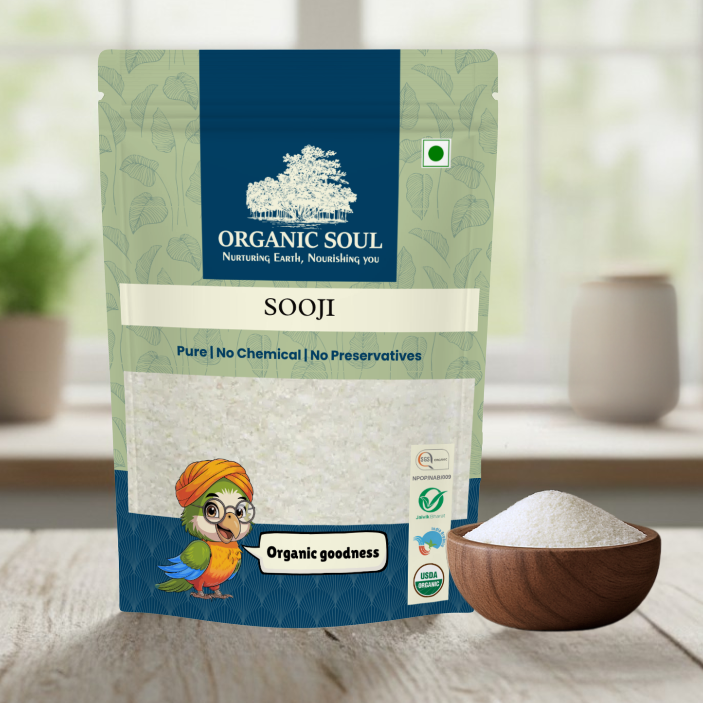 Organic Soul Sooji – 900gm | 100% Certified Organic | Unpolished | Non-GMO