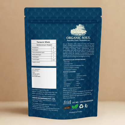 Organic Soul Turmeric Whole – 400gm | 100% Certified Organic | Non-GMO