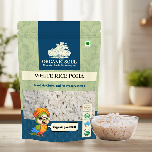 Organic Soul White Rice Poha – 900gm | 100% Certified Organic | Unpolished | Non-GMO